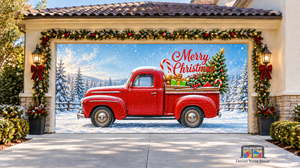 Vintage Christmas Delivery Garage Door Cover
