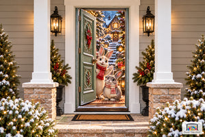Christmas Bunny Siblings Front Door Cover