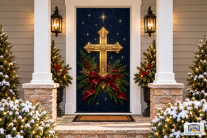 Christmas Cross of Light Front Door Cover