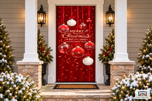 Adorno navideño de bolas rojas para puerta de entrada