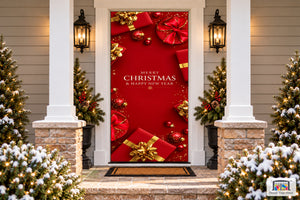 Merry Christmas And Happy New Year Front Door Cover