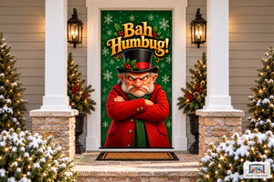 Bah Humbug Grumpy Christmas Front Door Cover