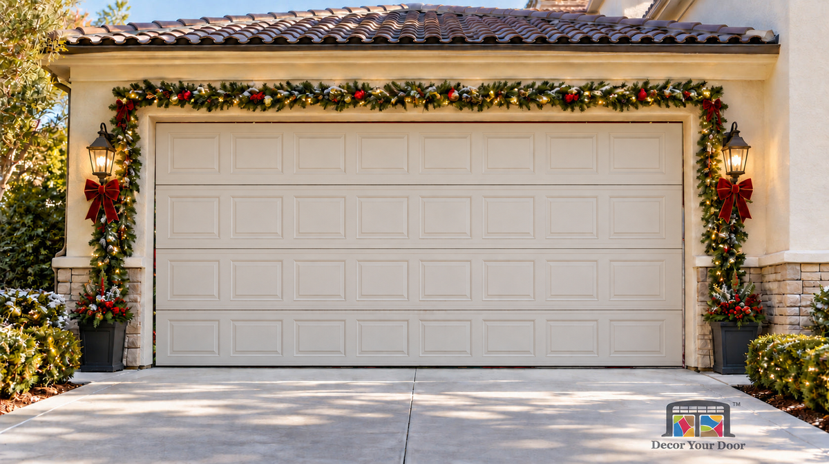 Plain garage door before Decor Your Door cover