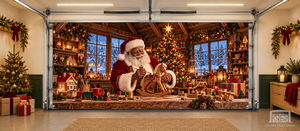Black Santa’s Christmas Workshop – Christmas Interior Garage Door Cover