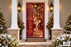 Christmas Mouse Toy Workshop Front Door Cover