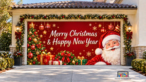 Merry Christmas & Happy New Year Santa Garage Door Cover