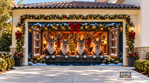 Deer Family in the Window Christmas Garage Door Cover