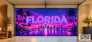 Florida Retro Neon Palms | Interior Garage Door Cover