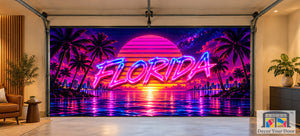 Florida Sunset Synthwave | Interior Garage Door Cover