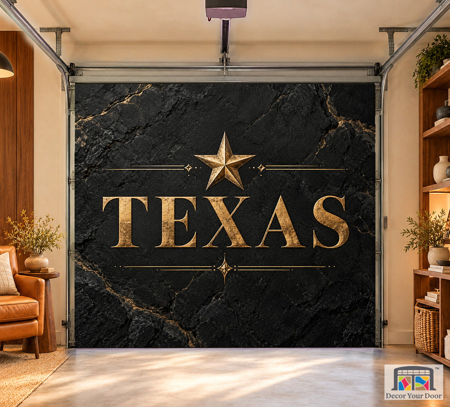 Texas Modern Lone Star interior garage door cover on a one-car door, front view