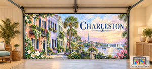 Charleston Rainbow Row Garden | Interior Garage Door Cover