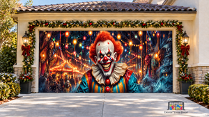 Clown Carnival Frights Halloween Garage Door Cover