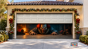 Clown Crawl Halloween Garage Door Cover