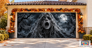 Cobweb Scream Halloween Garage Door Cover
