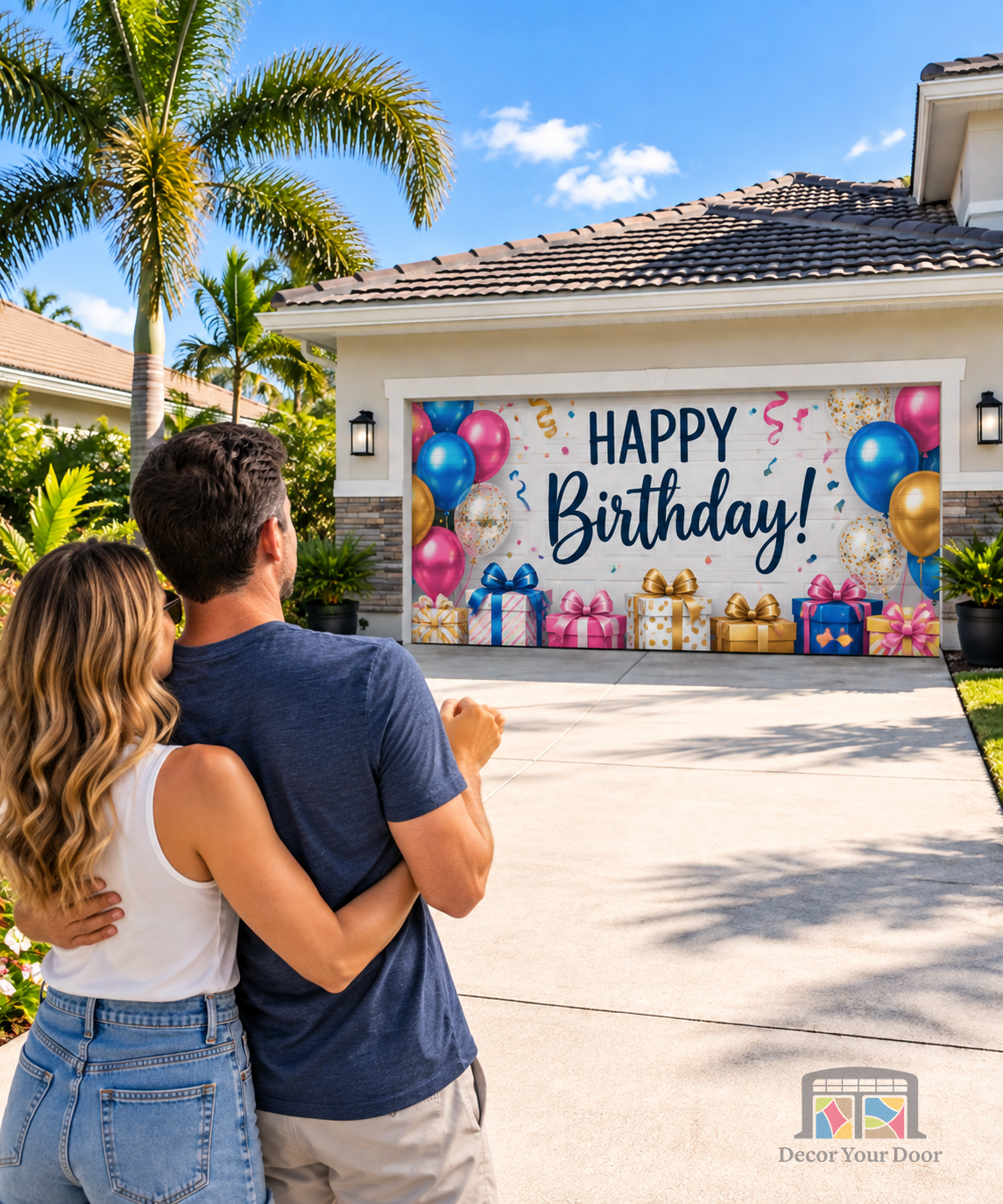 Personalized Happy Birthday garage cover