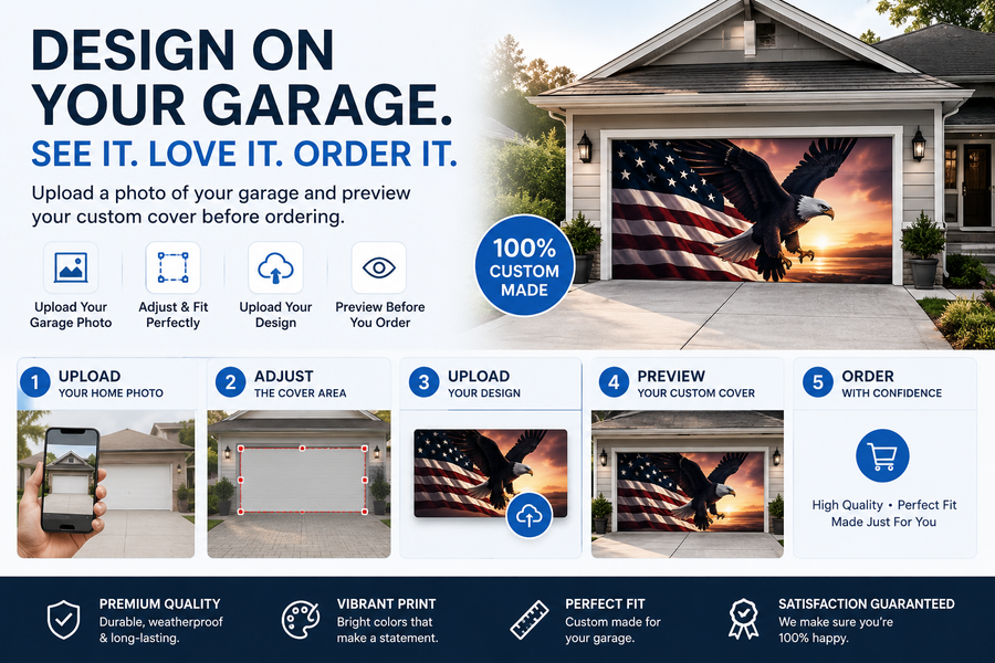 Upload Your Home Photo Custom Garage Door Cover