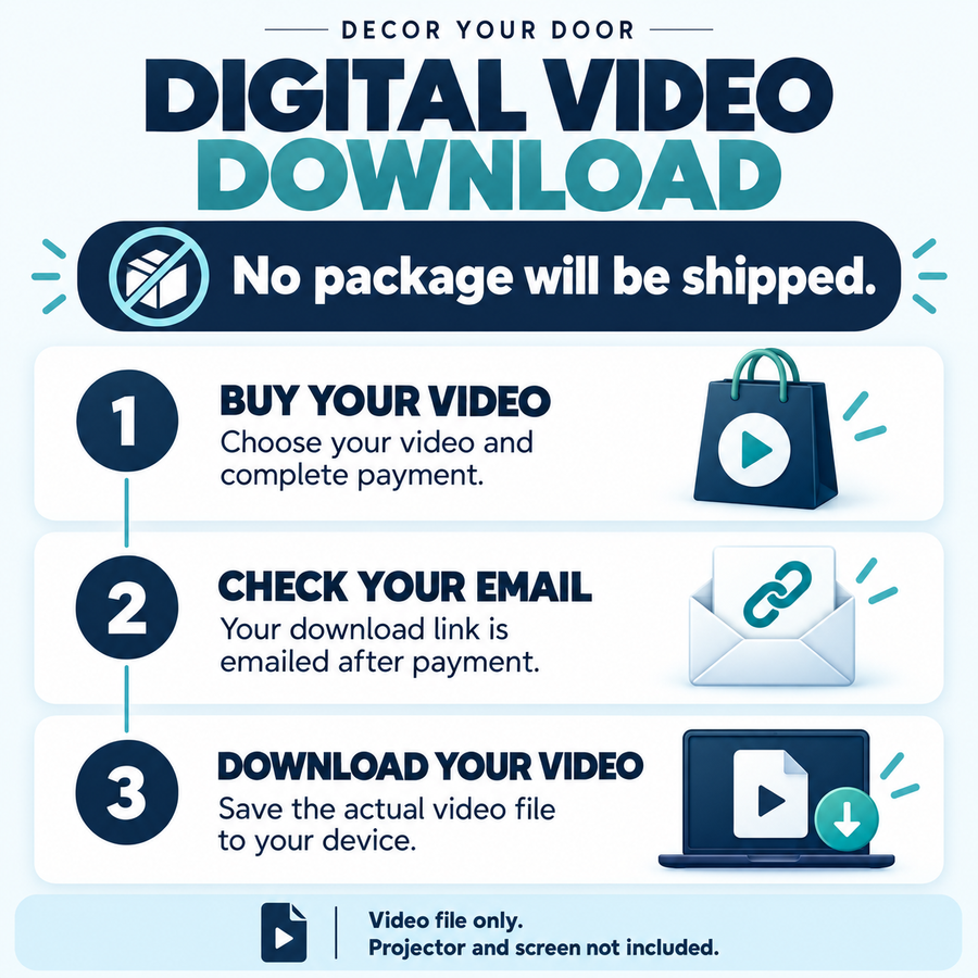 Digital video download: buy your video, check your email, then download the video file. No package will be shipped. Projector and screen not included.