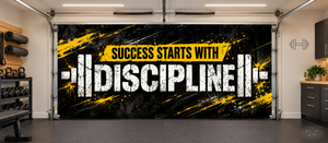 “Discipline Starts Success” – motivationsovertræk til garageport
