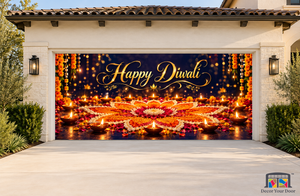 Midnight Lotus Lights Diwali Garage Door Cover
