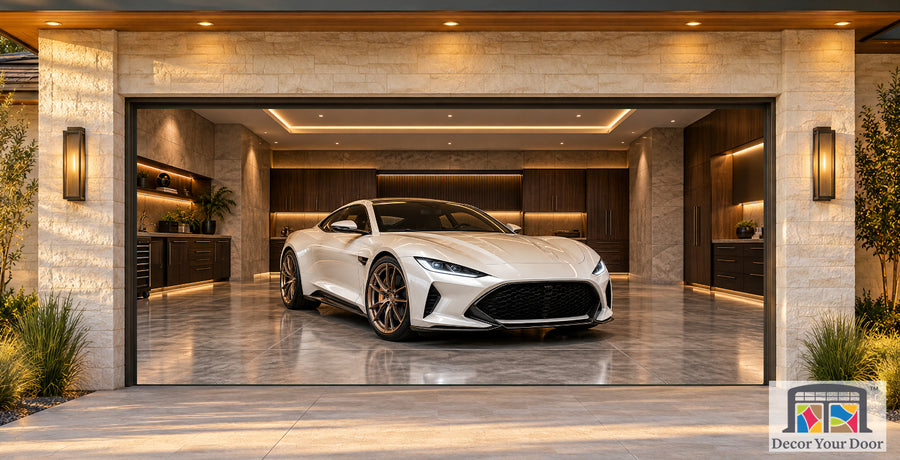 Luxury Sports-Car Garage garage door cover — Modern Estate — Two-Car Front
