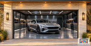 McLaren 765LT parkeret i garagen – garageportovertræk