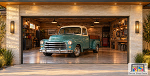 Rustic Pickup Workshop Garage Door Cover