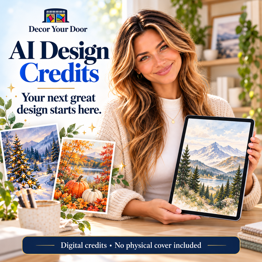 Maya introduces Decor Your Door AI Design Credits. Digital credits; no physical cover included.