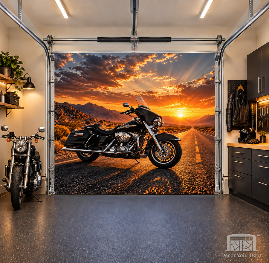 Iron Freedom Rider interior garage door cover — OneCar-front — Decor Your Door