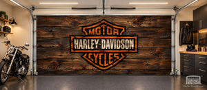 Rustic Ride – Cubierta para puerta de garaje interior Harley