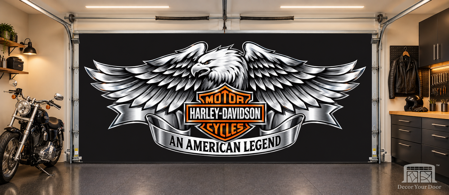 Legendary Eagle interior garage door cover — TwoCar-front — Decor Your Door