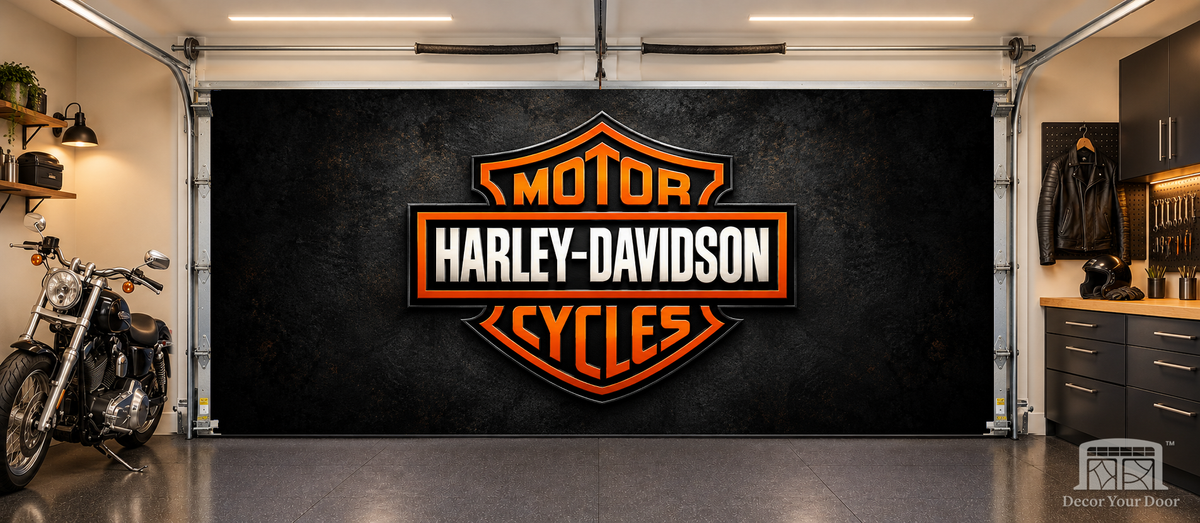 Same cedar Craftsman garage after, with the Rustic Ride wood-look printed garage door cover