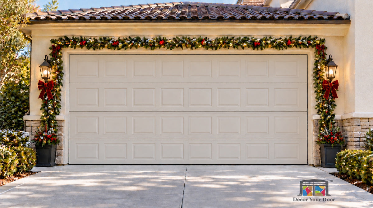 Plain garage door before Decor Your Door cover