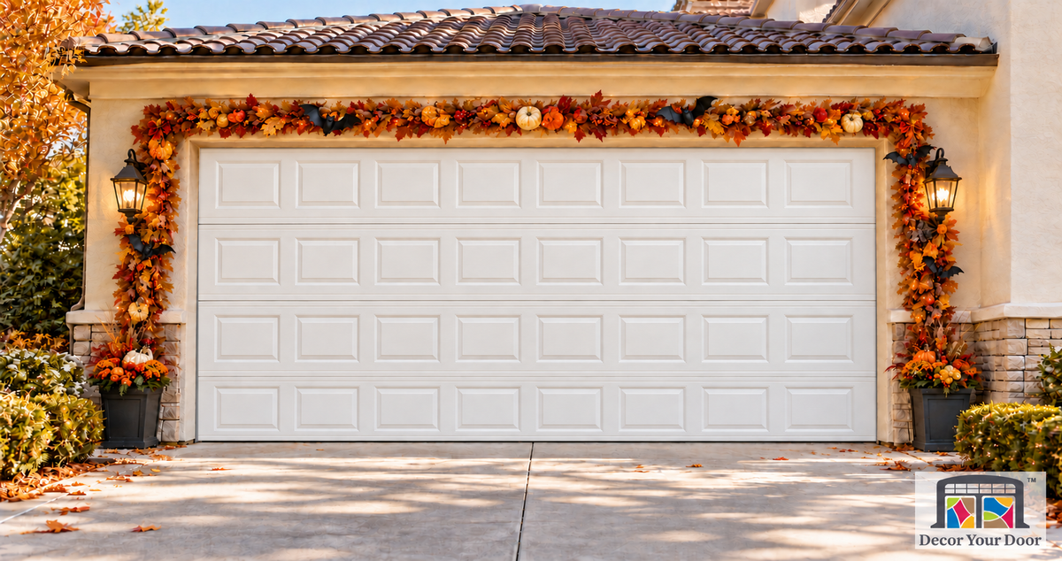 Plain garage door before Decor Your Door cover