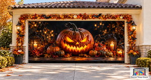 Ember Pumpkin Halloween Garage Door Cover