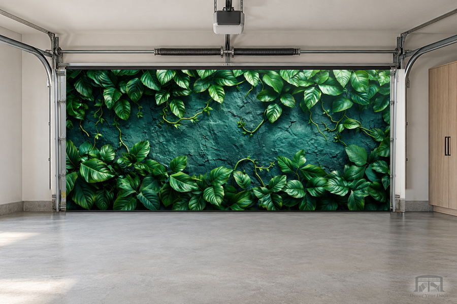 Emerald Wall interior garage door cover — two-car garage front view