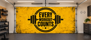 Cada entrenamiento cuenta – Funda motivacional para puerta de garaje interior