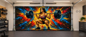 Explosive Squat Power — Interior Garage Door Cover