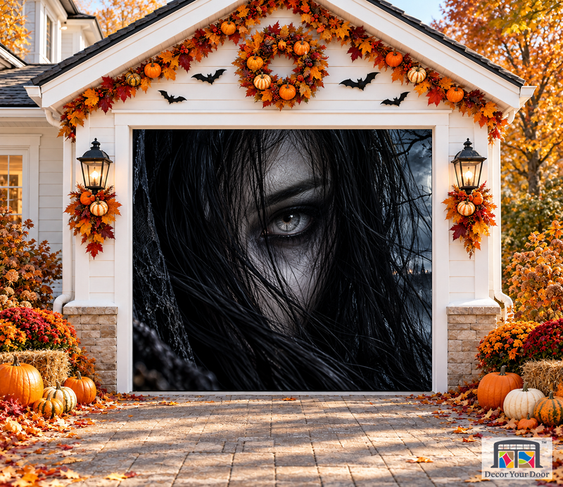 Alternativ visning af Øje i håret – Halloween-garageportovertræk