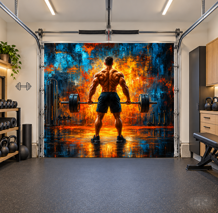 Fire Within interior garage door cover — one car front