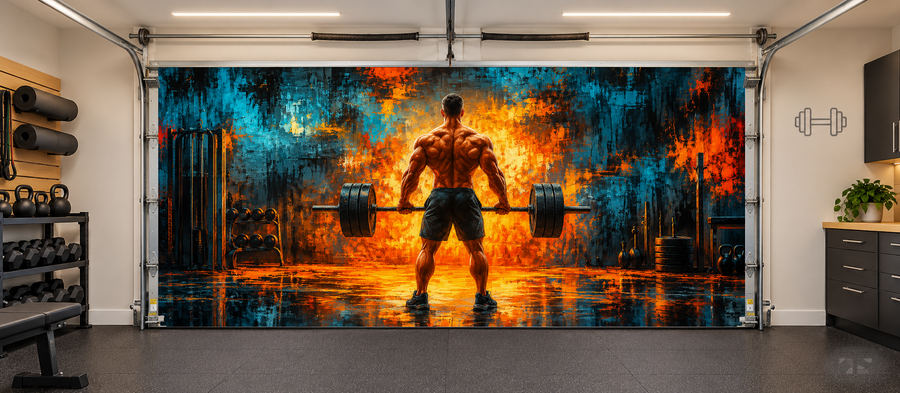 Fire Within interior garage door cover — two car front