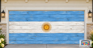 Argentina Flag On Wooden Garage Door Cover