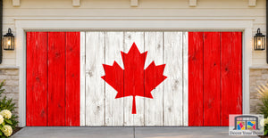 Canadas flag på trædør – garageportovertræk