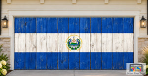 El Salvador Flag On Wooden Door Garage Door Cover