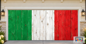 Italy Flag On Wooden Garage Door Cover