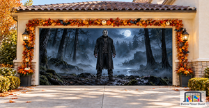 Forest Masked Stalker Halloween Garage Door Cover