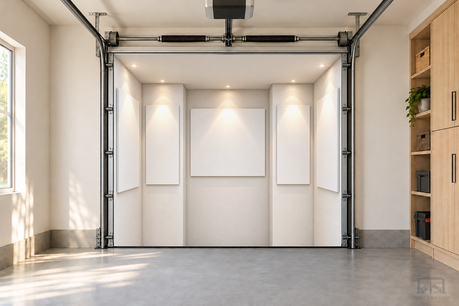 Gallery Glow interior garage door cover — one-car front view