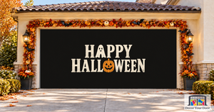 Ghost Letter Greeting Halloween Garage Door Cover