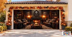 Decoración para la puerta del garaje con diseño de calavera en la sala de estar: ¡Decora tu puerta!