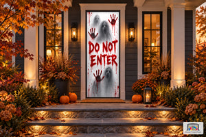 Bloody Handprints Halloween Front Door Cover
