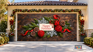 Happy Holidays Christmas Garage Door Cover